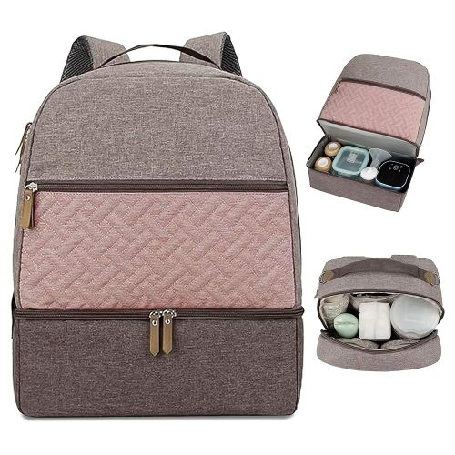 Village of Many Baby Diaper Bag Backpack - Multi-Function Waterproof Baby Bag,Medium Capacity Maternity Backpack with Insulated Pockets-Stylish&Durable Diaper Bag-Unisex, Gifts for Mothers (Rose&Grey)