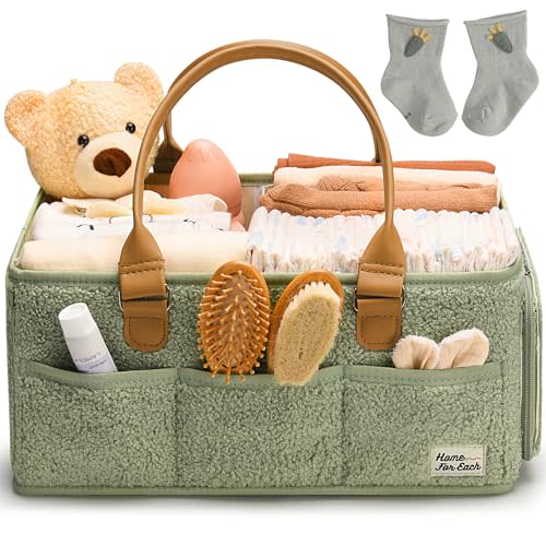 Baby Diaper Caddy Organizer with Handle, Diaper Bag Tote, Baby Organizers and Storage Diaper Organizer for Nursery Decor and Nursery Organization, Baby Basket, Diaper Bag organizer, Car Diaper Caddy