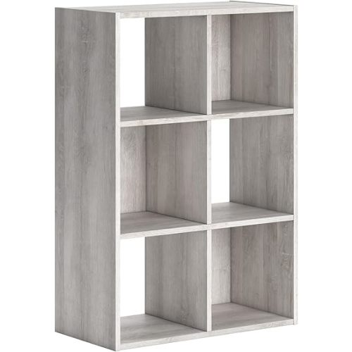 Signature Design by Ashley Paxberry Coastal 6 Cube Storage Organizer or Bookcase, Whitewash