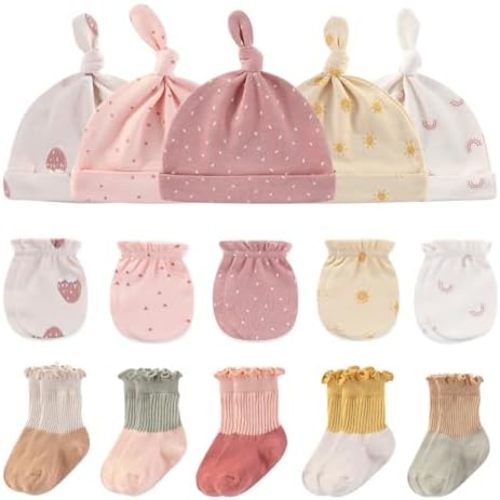 Baby Hats Mittens and Socks Set Cotton Newborn Hat Beanie Soft Infant Girls Boys Caps Gloves 0-6 month