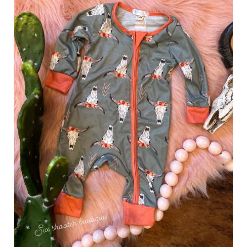 Boho cowskull bamboo baby sleeper