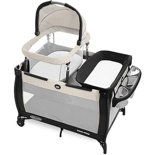 Graco Pack 'n Play Day2Dream Travel Bassinet Playard Features Portable Bassinet Diaper Changer and More (Lo, Lo, W/Fold Flat Bassinet)