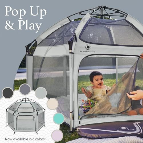 Light Grey POP 'N GO Baby Playpen - Indoor & Outdoor Playpen for Babies and Toddlers - Baby Beach Tent, Foldable, Portable W/Canopy & Travel Bag - Pop Up Pack and Play Yard