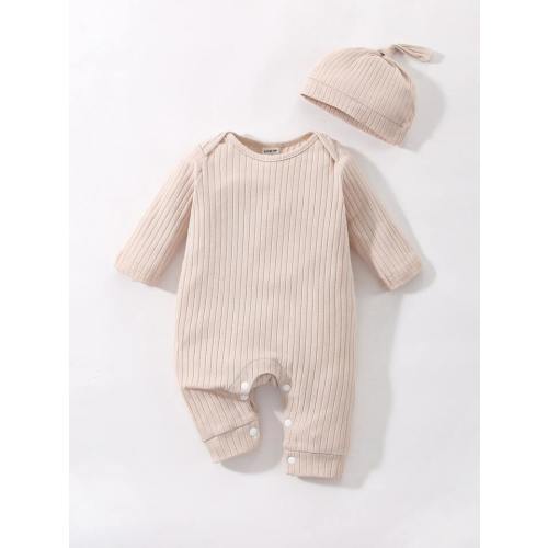 Newborn Baby Ribbed Knit Jumpsuit