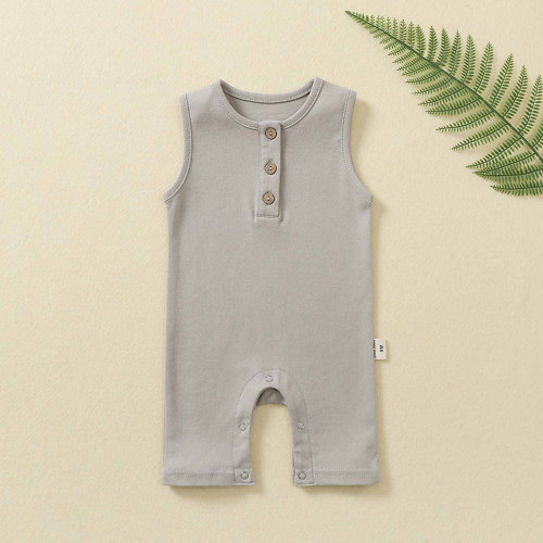 EGNMCR Baby Girl Boy Romper Bodysuit Solid Plain One Piece Jumpsuits Sleeveless One Piece Baby Clothes Outfits Summer (Gray,3-6 Months) - Baby deals