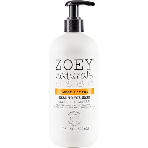 Zoey Naturals Sweet Citrus Baby Wash & Shampoo, Made For Sensitive Skin, Tear-free, Paraben-Free, All Natural, Made in the USA