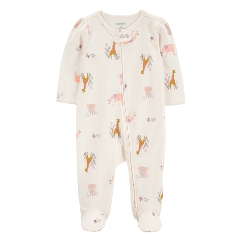 Baby Animal Print 2-Way Zip Cotton Sleep & Play Pajamas - Carter's | Carter's