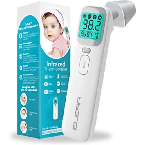 Elera Ear Thermometer for Kids, Baby Thermometer with Forehead and Ear Mode for Adults, Infant, Kids and Toddler, Touchless and 1 Second Reading with Fever Alarm and Mute Function