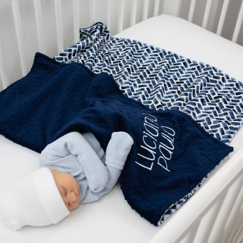 Baby Boy Personalized Minky Blanket - Custom Baby Shower Gift - Monogrammed Newborn Gift