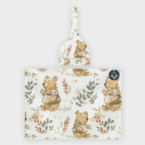 Winnie the poo 2-Pack Baby Newborn Swaddle Blanket and Hat Set 29" x 40" Large Stretch Newborn Swaddle Blanket with Hat Soft Swaddling Blanket Suitable for Newborn Boys and Girls Necessities