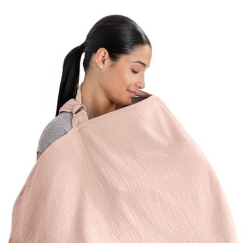 Muslin Nursing Cover For Baby Breastfeeding, Soft & Breathable Breastfeeding Cover For Mom By Comfy Cubs - Blush