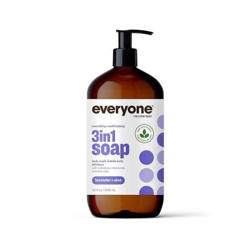 Everyone 3-in-1 Soap, Body Wash, Bubble Bath, Shampoo, 32 Ounce (Pack of 1), Lavender and Aloe, made with Essential Oils for Men and Women