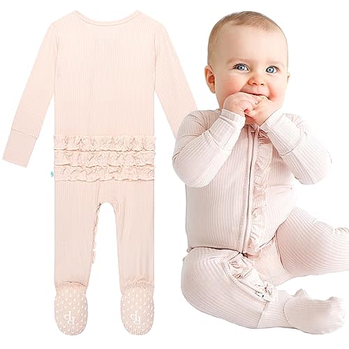 Posh Peanut Baby Girl Sleepers - Viscose from Bamboo Baby Pajamas & 2 Way Zipper Sleepers - Ruffled Baby Clothes for Girls