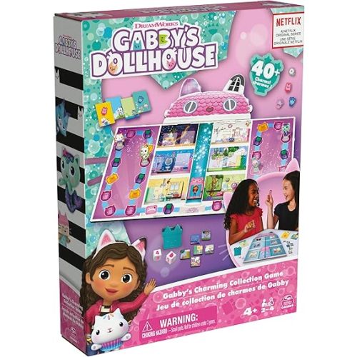 Spin Master Games, Gabby’s Dollhouse, Charming Collection Board Game for Kids & Family, 2-4 Players, Easter Basket Stuffers, for Ages 4 & Up