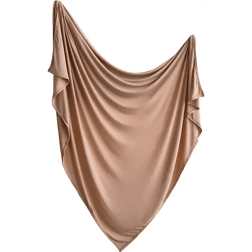 mushie Stretchy Baby Swaddle Blanket | Extra Soft & Snug Fit | 47"x47" (Natural)