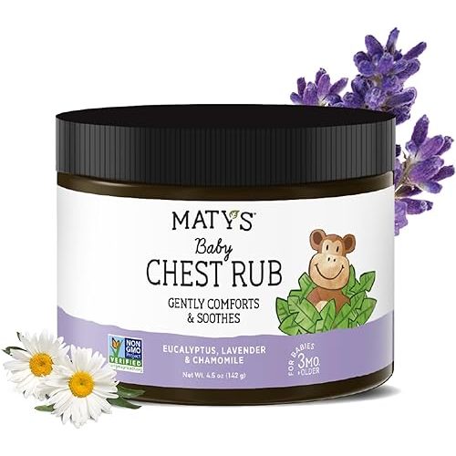 Matys Baby Chest Rub, Soothing Congestion Relief for Babies 3 Months Old & Up, Clean & Comforting Eucalyptus, Lavender, & Chamomile for Sleep, Non-GMO, Petroleum Free, Menthol Free, NEW 4.5 oz tub