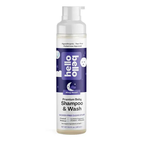 Hello Bello Nighttime Shampoo and Body Wash, Gentle Hypoallergenic Formula for Babies and Kids, Vegan and Cruelty-Free, Sweet Sleep Scented, 10 fl oz