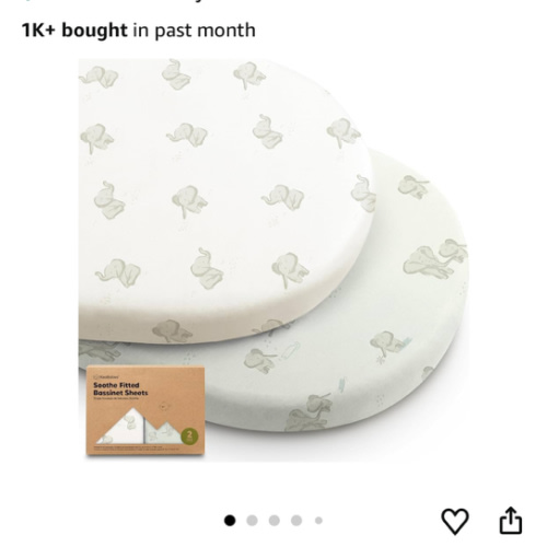 2-Pack Organic Bassinet Sheets for Girls, Boys - 100% Cotton Bassinet Mattress Sheets Compatible with Halo Bassinest Swivel Sleeper, Graco, Baby Delight, Chicco, Unisex Fitted Bassinet Sheets (Elly)