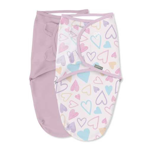 SwaddleMe by Ingenuity Original Swaddle for Baby, 100% Cotton, Improves Sleep & Calms Startle Reflex, 0-3 Months, 1.0 TOG, 2-Pack - I Heart You