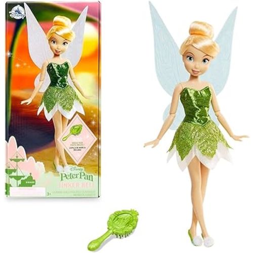 Disney Store Official Disney Princess Classic Doll (Tinker Bell from Peter Pan), 11 Inches, Includes Brush with Molded Details, Fully Posable Toy in Classic Outfit - Disney Princess Toys for Girls