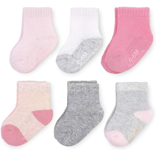 Fruit of the Loom Baby 6-Pack All Weather Crew-Length Socks, Mesh & Thermal Stretch - Unisex, Girls, Boys