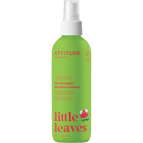 ATTITUDE Rinse-free Hair Detangler Spray for Kids, EWG Verified Leave In Product, Plant- and Mineral-Based Ingredients, Vegan, Watermelon & Coco, 8 Fl Oz