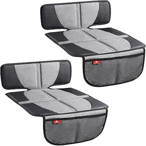 Car Seat Protector - 2 Pack Seat Mat for Under Child Booster Carseat, Seat Cover Protector from Waterproof & Stain Resistant Thickest Padding Material for Leather and Fabric Seats, Gray