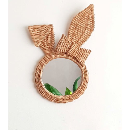 Animal head mirror, Nursery Mirror, Baby Mirror, Wicker Kids Mirror, Wall Mirror, Wall Decor, Handmade mirror, Animal Wall Mirror