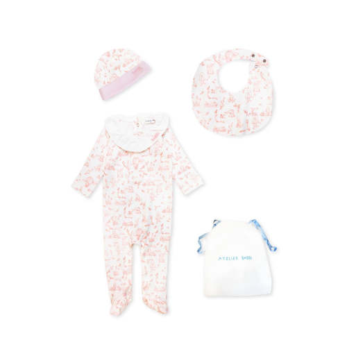 3-Piece Newborn Set - Toile De Jouy / Pink