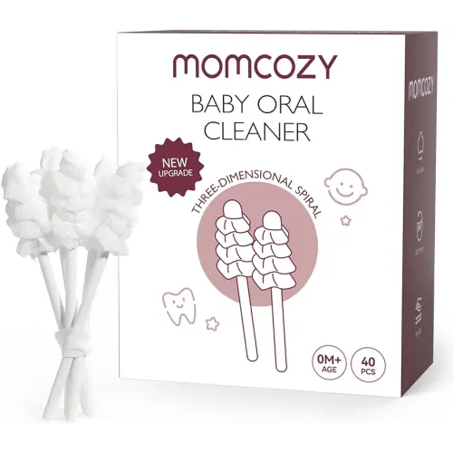 Momcozy Baby Tongue Cleaner Gauze, Baby Toothbrush Disposable Oral Cleaner, Toddler Toothbrush for Tooth Mouth Gum Clean, Infant Toothbrush Oral Cleaning Stick, Baby Oral Cleaner Newborn, 40 Count