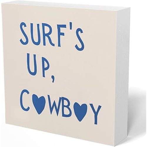 Coastal Cowgirl Decor, Beachy Room Decor, Surf's Up Cowboy Surf Desk Decorate, Coastal Decorate for Home Beach Cowboys, 5x5 Inch