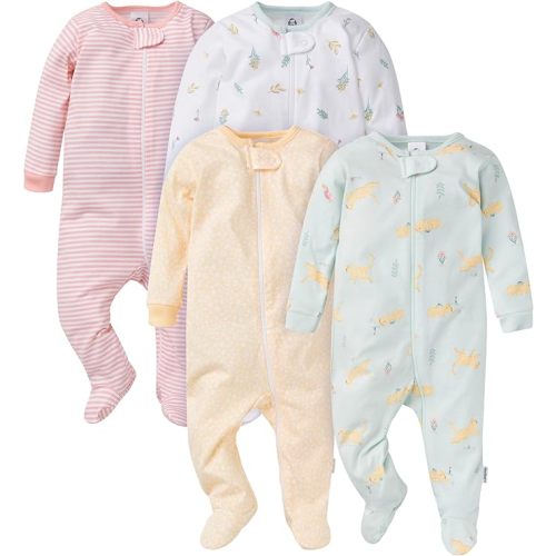 Gerber Baby Girls' 4 Pack Sleep 'N Play Footie