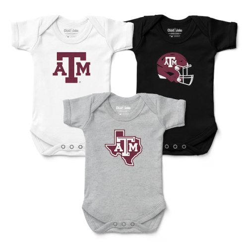 Newborn & Infant Chad & Jake White/Gray/Black Texas A&M Aggies Three-Pack Primary Logo Bodysuit Set