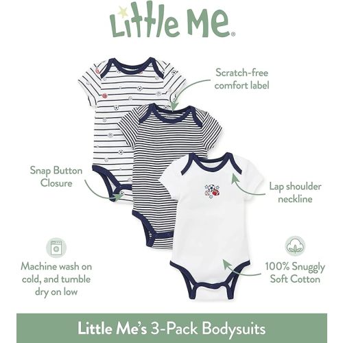 Little Me Baby Girl 3 Pack 100% Cotton Scratch Free Tag Bodysuits - Mint Print - Newborn
