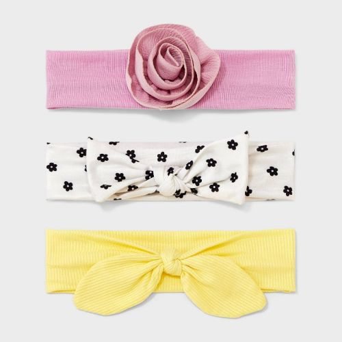 Baby Girls' 3pk Soft Headbands - Cat & Jack™ White/Pink/Yellow