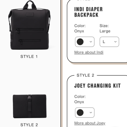 Indi Diaper Backpack + Joey Changing Kit