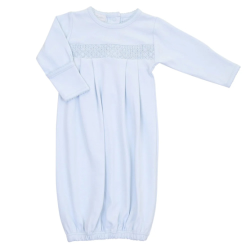 Essentials Solid Smocked Gown - Blue – Magnolia Baby
