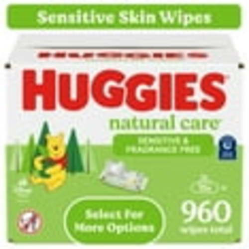 Huggies Natural Care Sensitive Baby Wipes, Unscented, 15 Pack, 960 Total Ct (Select for More)
