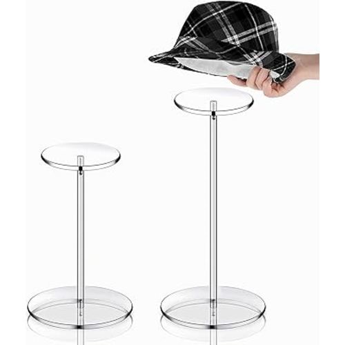 2 sets of acrylic hat stand wig display stand (13.8 "+11.8")/ Clear acrylic hat stand and wig display Hat stand Display hat stand/Round barbell base display wig display