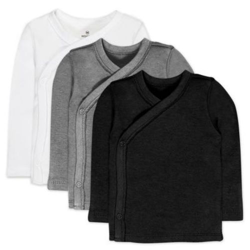 Honest Baby 3-Pack Organic Cotton Long Sleeve Side-Snap Tops