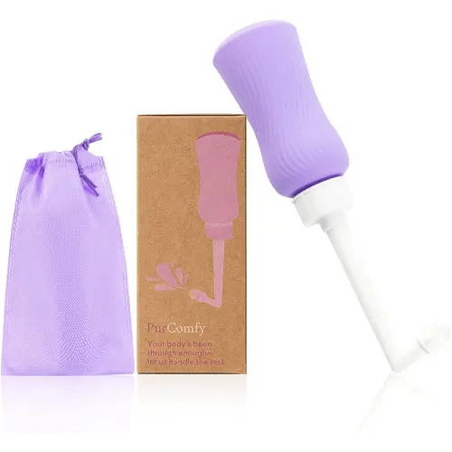 PurComfy Upside Down Peri Bottle for Postpartum Care Essentials, Portable Bidet Travel for Postpartum Perineal Cleansing and Recovery, Peri Bottle for Women, Men, and New Moms, 11 oz
