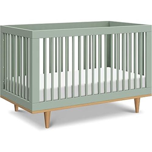 DaVinci Marley 3-in-1 Convertible Crib in Light Sage and Honey, GREENGUARD Gold Certified