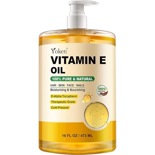 Yoken Vitamin E Oil 16 Fl Oz Vitamina E Oil for Skin Bulk Vitamine oils for Face,Cold Pressed Hexane Free Formula Liquid Perfect Care Bath and Body oils