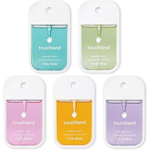 Touchland Power Mist Hydrating Hand Sanitizer Spray, TOP 5 Set (Applelicious, Sandalwood, Lavender, Berry, Citrus), 1 FL. OZ. Travel Size (Set of 5)