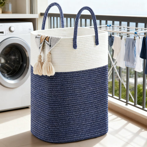 Rosecliff Heights Woven Cotton Rope Laundry Hamper Basket With Handles, Breathable Collapsible Storage Organizer For Clothes, Toys, And Blankets | Wayfair