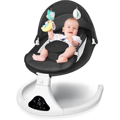 Electric Baby Swing for Infants to Toddler| Portable Infant Swing with Remote Control, Rocker with 5 Speeds, 3-Point Harness,3 Seat Positions for Baby Boy Girl (Black)