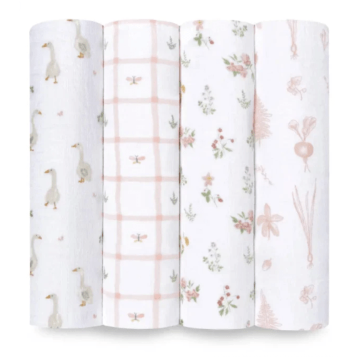 Essentials Cotton Muslin Swaddles 4 Pack | aden + anais