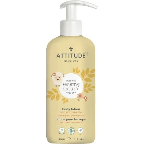 ATTITUDE Body Lotion for Baby, EWG Verified, Plant and Mineral-Based Ingredients, Vegan and Cruelty-free Personal Care Products, Hypoallergenic, Sensitive Skin, Unscented, 16 Fl Oz