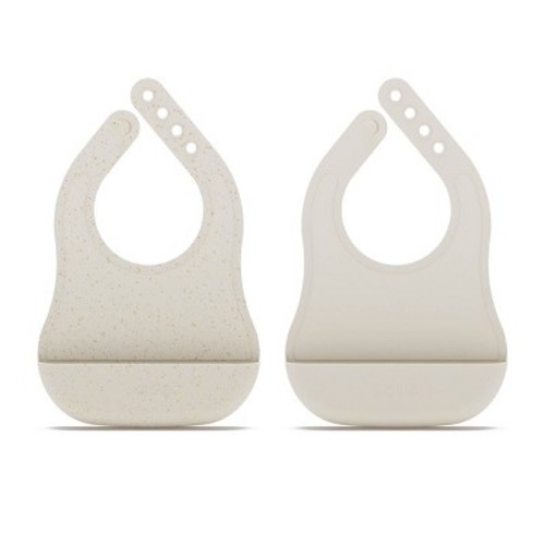 Lalo 2pk Silicone Bibs - Oatmeal