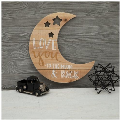 Love You Moon Wood Wall Decor